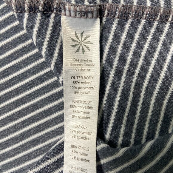 Athleta Racerback Built-In Bra Tank Top Grey White Stripes Size Small - Picture 10 of 10